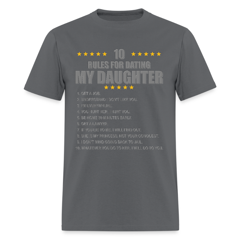 Gift For Father, Gift For Daddy, 10 Rules For Dating My Daughter T shirt, Shirt T-Shirt Gift For Father, Gift For Dad, Number One Star Dad For Him - charcoal