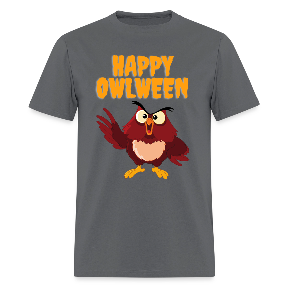 Happy Owlween, Happy Halloween, Monster, Trick Or Treat, Halloween, Spooky, Scary, Skull, halloween sweater, owl house, Men's Premium T-Shirt - charcoal