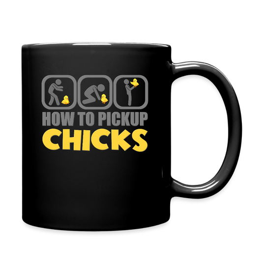 How To Pick Up Chicks Mug - Funny Chicken Dad Gift - black