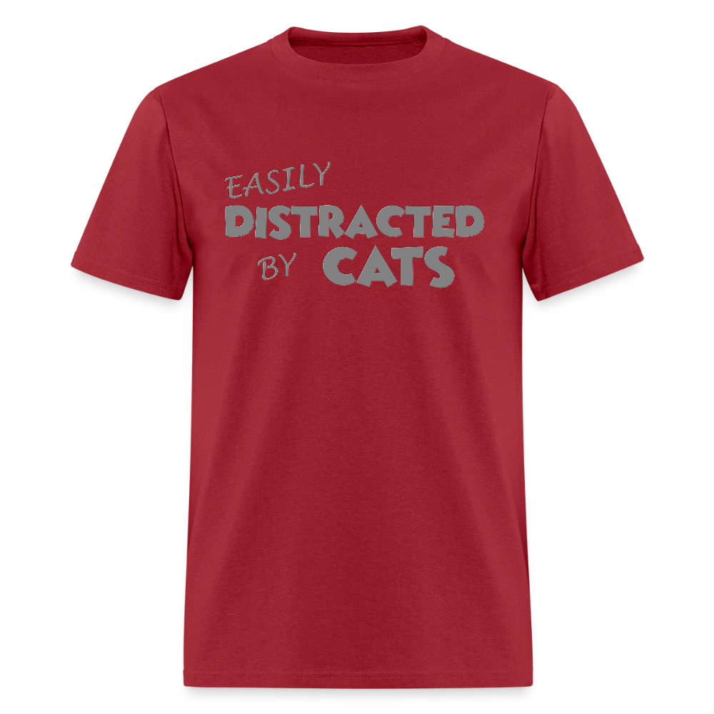 Easily Distracted By Cats Shirt, Cat Lover Shirt, Cat Lover T-Shirt, Funny Cat Shirt, Cat Saying Shirt, Cat Slogan Shirt, Cat Tee - dark red