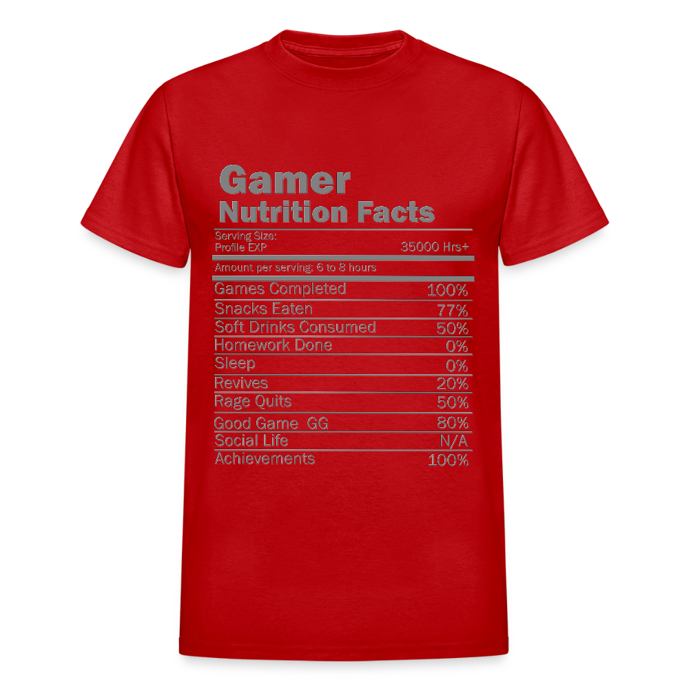 Gamer Nutrition Facts Video Game Shirt, Birthday Gift, Valentine Gift Gift For Gamer, Gamer Gift, Valentine's Day Gift, Gift For Him - red
