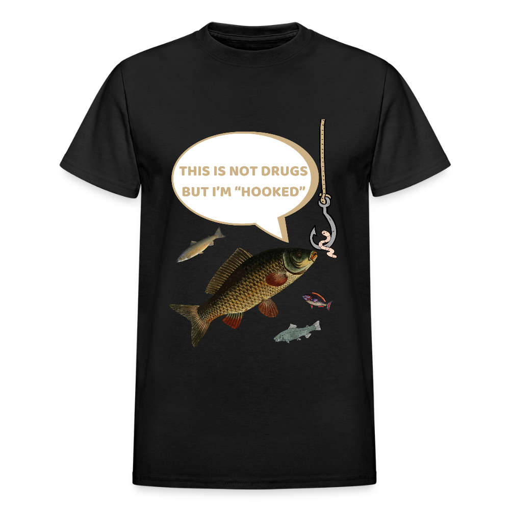 Funny Fishing Shirt, This is Not Drugs But I'm Hooked T-Shirt, Lake Lover Shirt, Cool Tee Men Daddy Dad Shirt, Fathers Day Fishing - black
