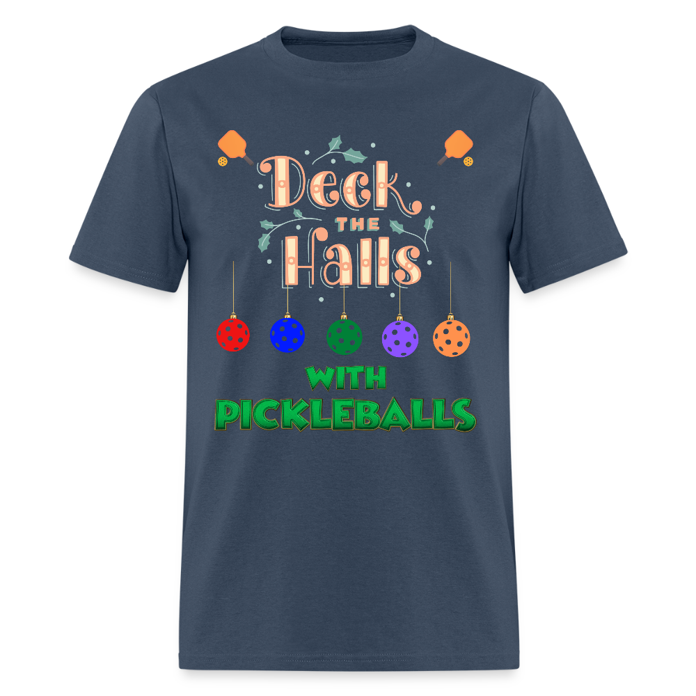 Deck The Halls With Pickleballs, Pickleball, Pickleball Player, Pickleball Christmas, Pickleball Paddle, funny pickleball Shirt -  blue dusk