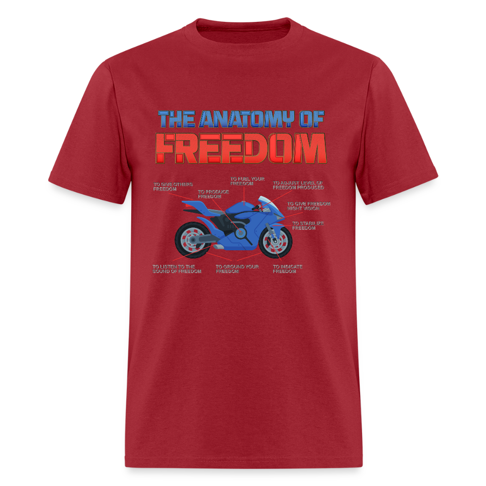 The Anatomy Of Freedom Shirt, Motorcycle Gift, Biker Lover Gift, Gift For Biker, Motor Cross, Motorcycle Anatomy - dark red