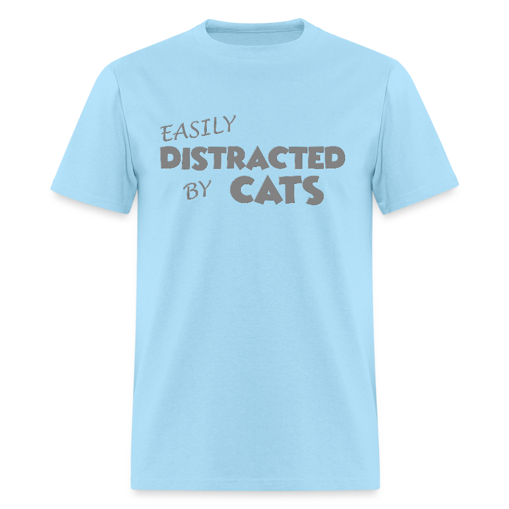 Easily Distracted By Cats Shirt, Cat Lover Shirt, Cat Lover T-Shirt, Funny Cat Shirt, Cat Saying Shirt, Cat Slogan Shirt, Cat Tee - powder blue