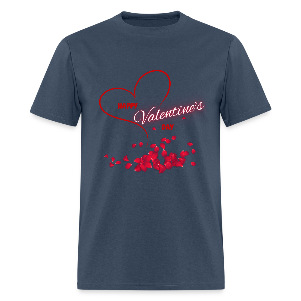 Happy Valentines Day Shirt, Valentines Day Gift,  Valentine For Him Her, Hearts, Rose Petals, Happy Valentines Day Gift, Men Valentines Day Gift, Women Valentine Gift -  blue dusk