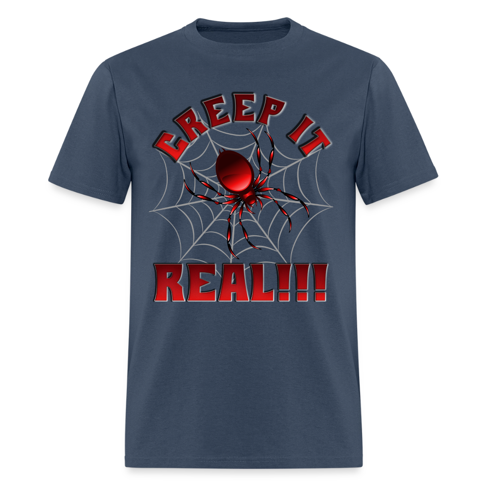 Creep It Real, Spider Shirt, Halloween Shirt Men, Black Spooky Shirt, Funny Halloween, Halloween, Web, Spiderweb Shirt, Men's Premium T-Shirt -  blue dusk