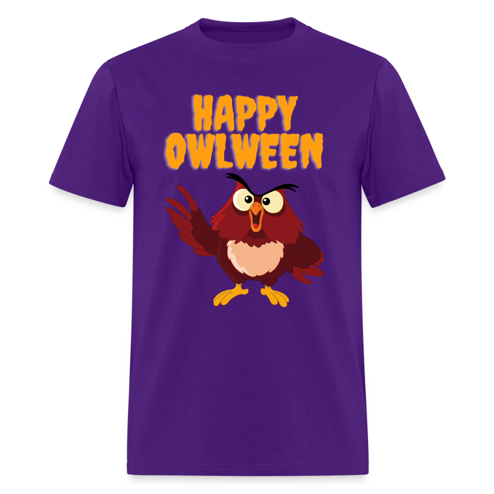 Happy Owlween, Happy Halloween, Monster, Trick Or Treat, Halloween, Spooky, Scary, Skull, halloween sweater, owl house, Men's Premium T-Shirt - purple