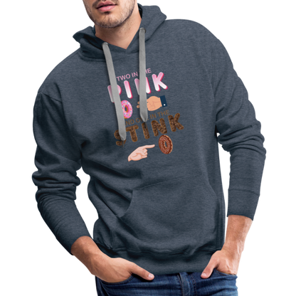 Adult Humor Shirt, The Shocker Symbol Hoodie, Inappropriate adult sexual humor, 2 in the pink, 1 in the stink, butt play anal joke, Two, One - heather denim