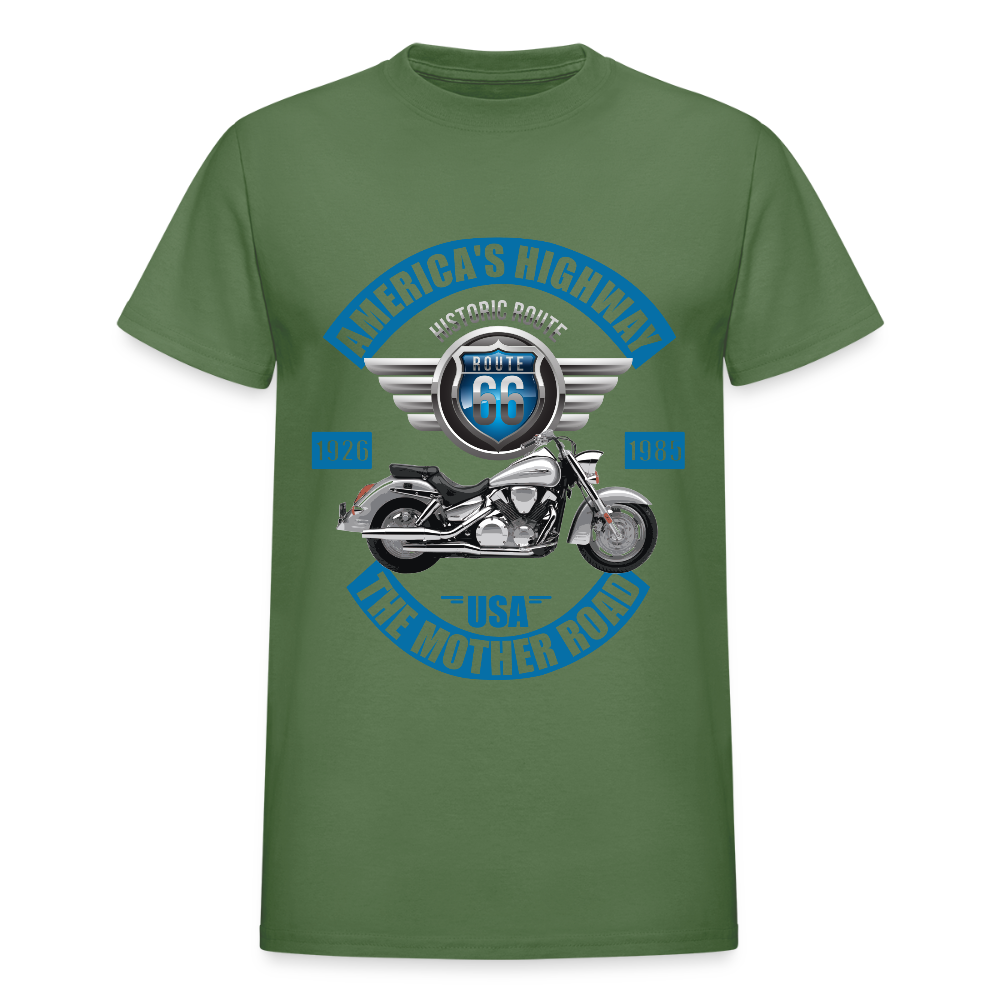 America's Road, Route 66 Shirt, Fathers Day Gift, Mother Road, Route 66 T-Shirt, Road Trip Shirt, Route 66 USA Motorcycle Biker Souvenir Tee - military green