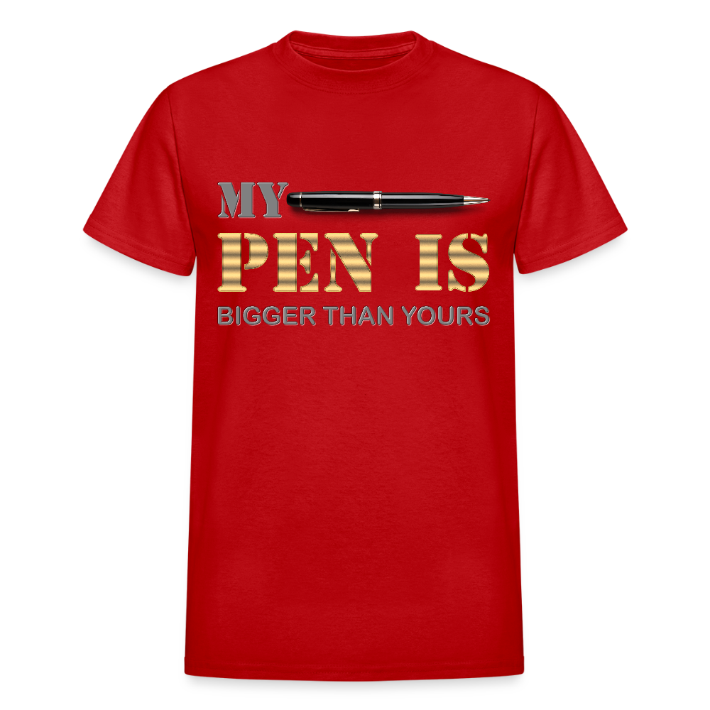 My Pen Is Bigger Than Yours Shirt, Funny Penis Shirt, Sex Saying Quote Gift Idea Tee T-Shirt, Valentines Day Gift For Him, Adult Humor, The Shocker Symbol - red