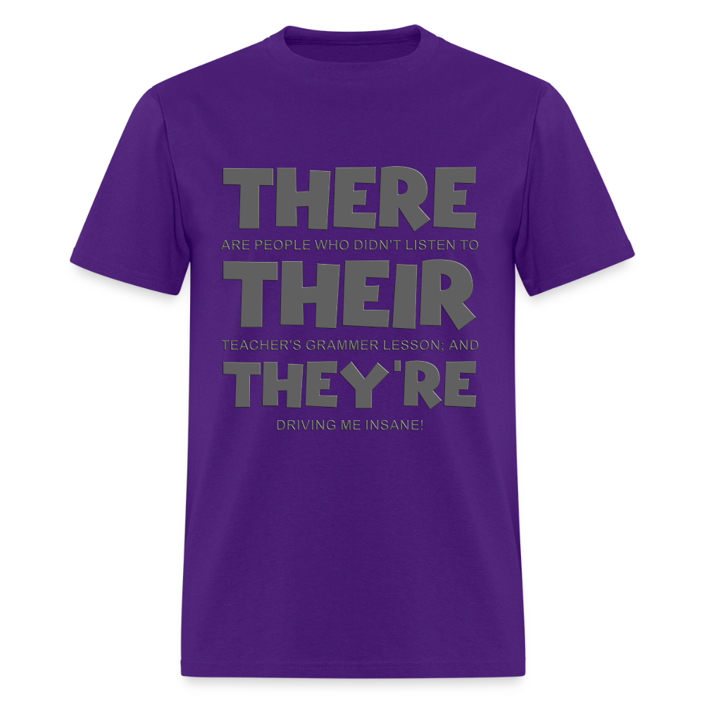 There Their They're Shirt, English Grammar, Funny Humor Teacher T-Shirt, Funny Shirt, Teaching Shirt, ESL School Shirt, English Teaching Shirt - purple