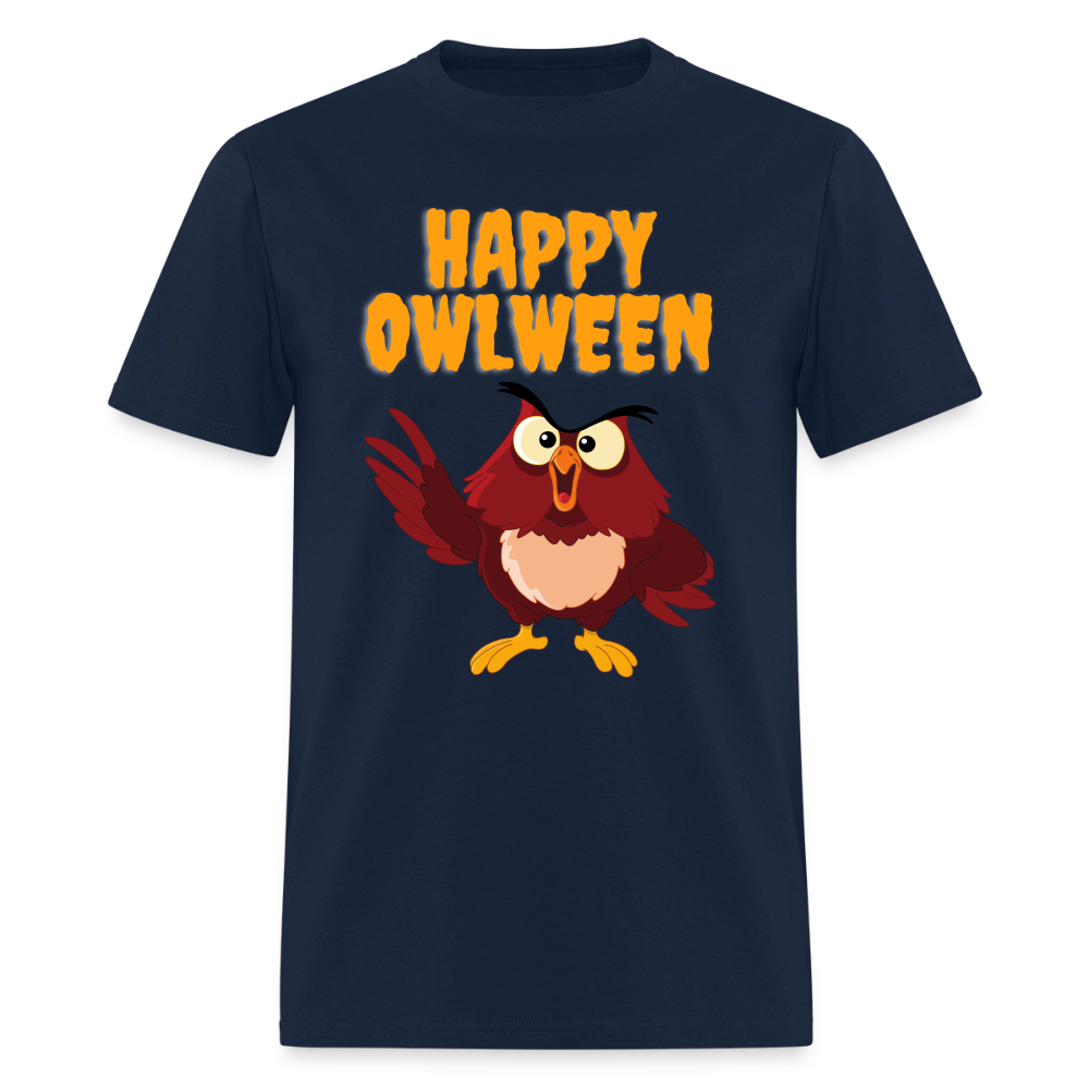 Happy Owlween, Happy Halloween, Monster, Trick Or Treat, Halloween, Spooky, Scary, Skull, halloween sweater, owl house, Men's Premium T-Shirt - navy