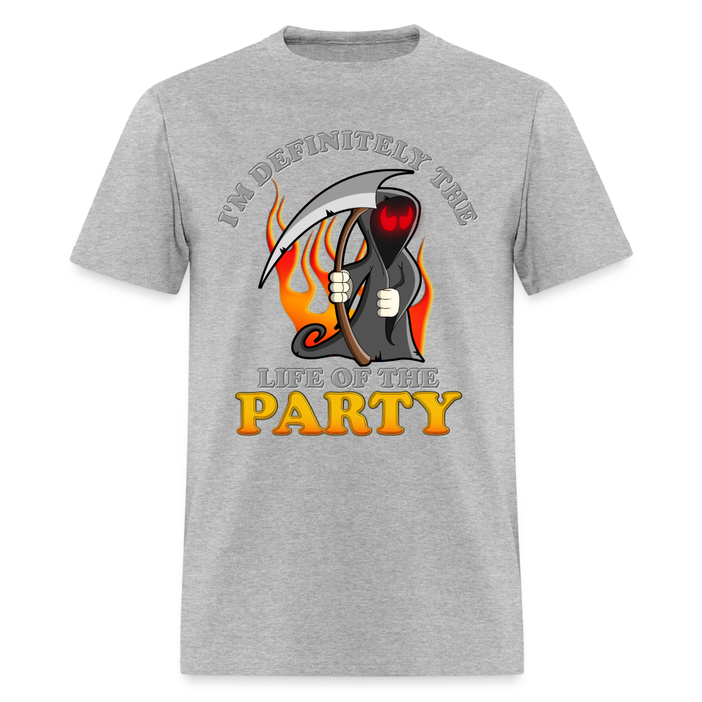 I'm Definitely The Life Of The Party, Grim Reaper, Death, Happy Halloween, Monster, Trick Or Treat, Spooky, Scary, Skull, Wolf, Werewolf, Orange, Bat, Red, Mountain, Men's Premium T-Shirt - heather gray