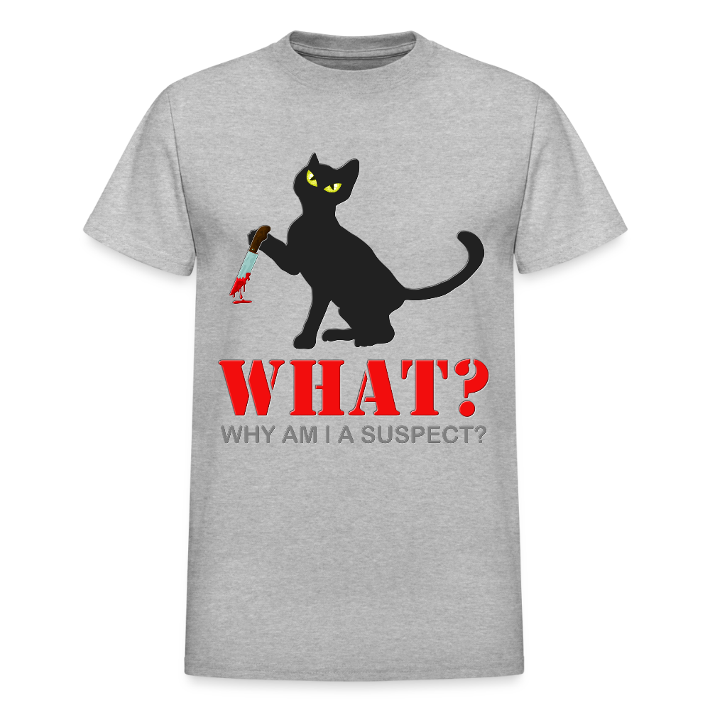Halloween Cat Shirt, Why Am I A Suspect Shirt, Murderous Cat With Knife T-Shirt, Murderous Cat Shirt, Mens Premium T-Shirt - heather gray