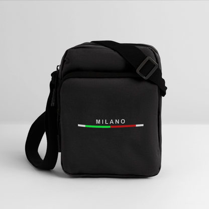 Milano Upright Crossbody Bag, Milan Upright Crossbody Bag, Vacation Holiday Milano Upright Crossbody Bag,   Italia Upright Crossbody Bag, Italian Flag Upright Crossbody Bag, Italian Gift Idea, Italy Upright Crossbody Bag - black