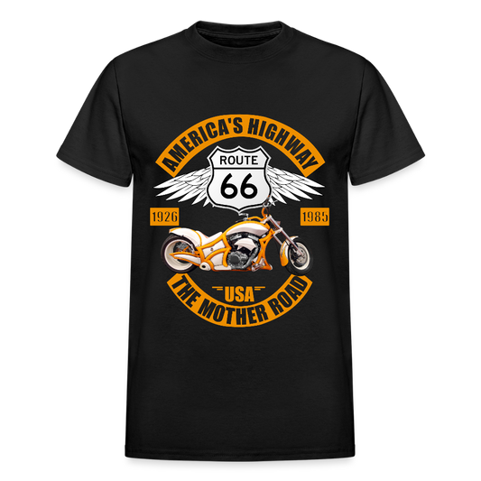Route 66 Shirt, America's Road, Fathers Day Gift, Mother Road, Route 66 T-Shirt, Road Trip Shirt, Route 66 USA Motorcycle Biker Souvenir Tee - black