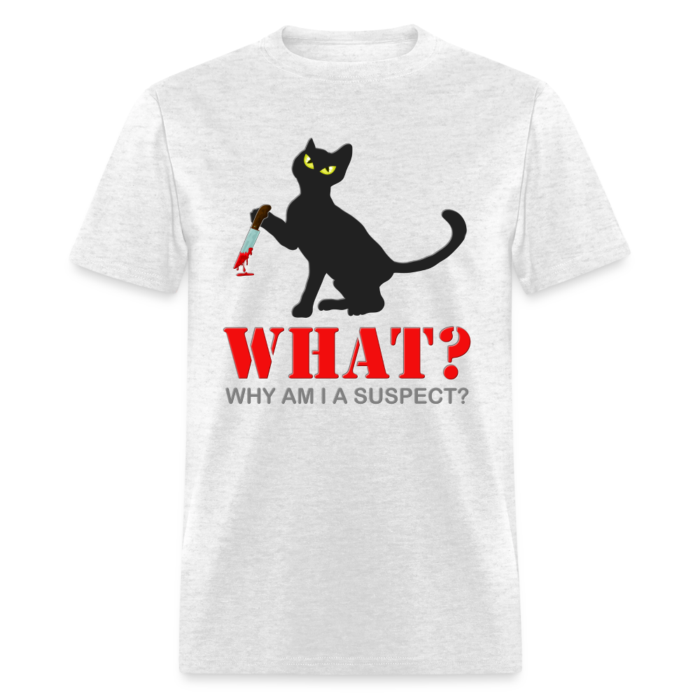 Halloween Cat Shirt, Why Am I A Suspect Shirt, Murderous Cat With Knife T-Shirt, Murderous Cat Shirt, Mens Premium T-Shirt - light heather gray