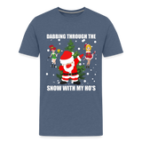 Dabbing Through, The Snow With My Ho's, Ugly Christmas Shirt, Christmas Shirt, Xmas Shirt, Funny Christmas Shirt, Men Christmas Shirt, Christmas T-shirt - heather blue