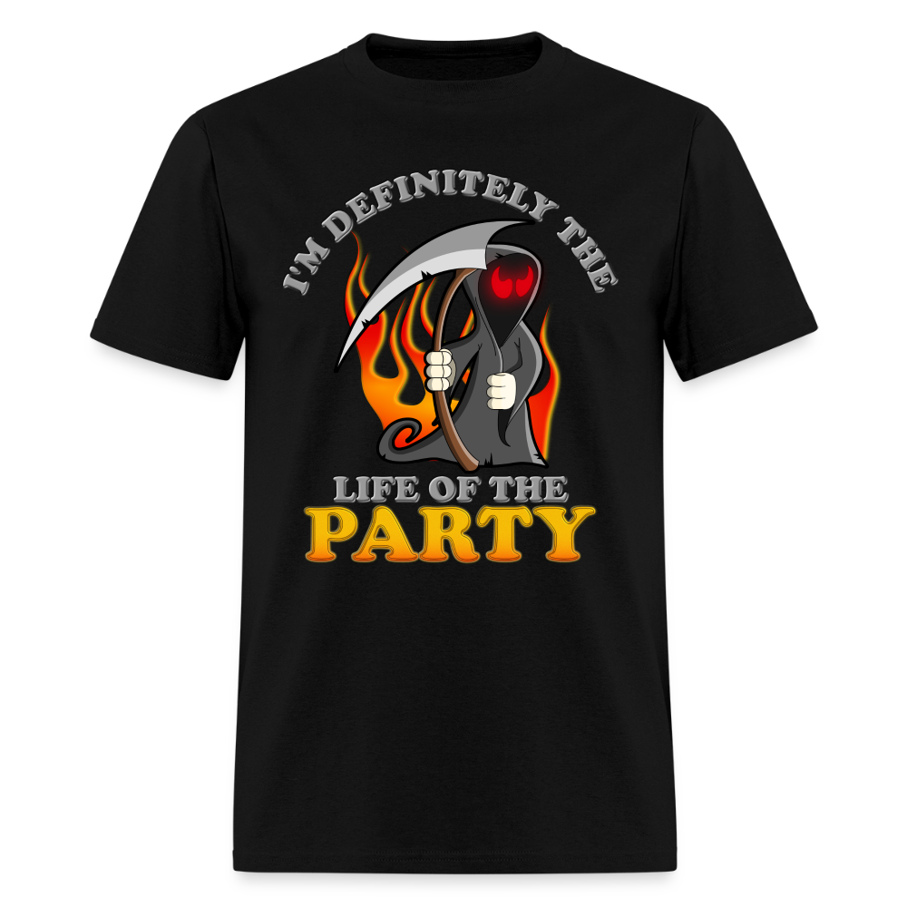 I'm Definitely The Life Of The Party, Grim Reaper, Death, Happy Halloween, Monster, Trick Or Treat, Spooky, Scary, Skull, Wolf, Werewolf, Orange, Bat, Red, Mountain, Men's Premium T-Shirt - black