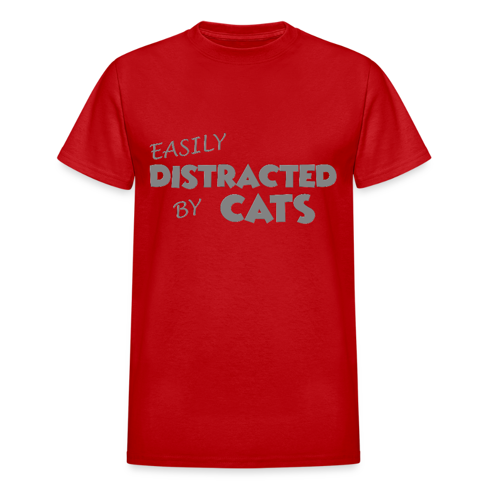 Easily Distracted By Cats Shirt, Cat Lover Shirt, Cat Lover T-Shirt, Funny Cat Shirt, Cat Saying Shirt, Cat Slogan Shirt, Cat Tee - red