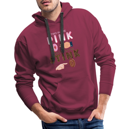 Adult Humor Shirt, The Shocker Symbol Hoodie, Inappropriate adult sexual humor, 2 in the pink, 1 in the stink, butt play anal joke, Two, One - burgundy