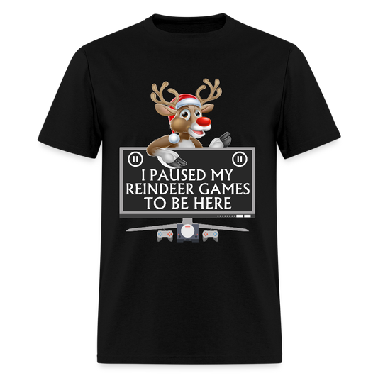 I Paused My Reindeer Game To Be Here Shirt, Gamer Shirt, Christmas Valentines Gift, Gamer Gift, Funny Gaming Shirt, Brothers Gift, Rudolph The Red Nose Reindeer Shirt. - black