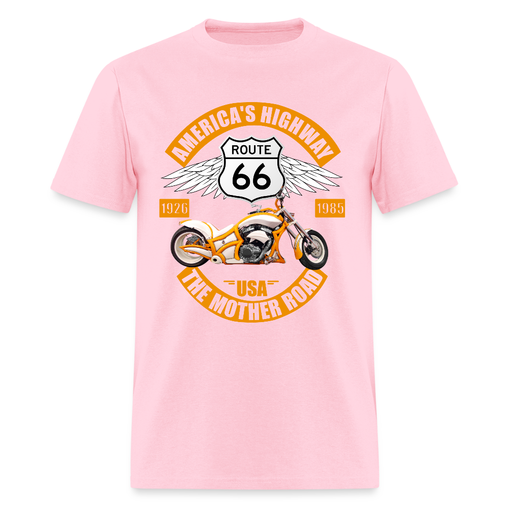 Route 66 Shirt, America's Road, Fathers Day Gift, Mother Road, Route 66 T-Shirt, Road Trip Shirt, Route 66 USA Motorcycle Biker Souvenir Tee - pink
