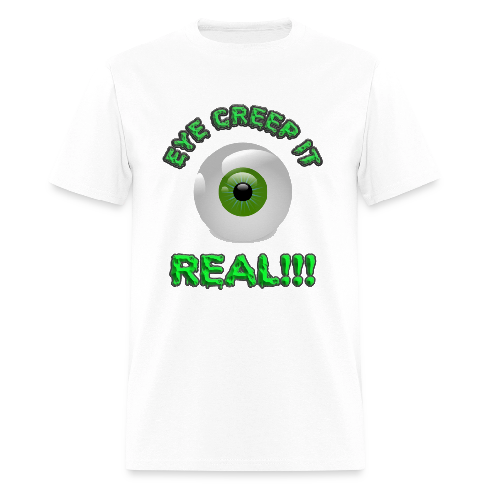 Creep It Real, Eye Creep It Real, Halloween, Scary, skull, haunted, horror, spook, howl, scream, party, October, dead, coffin, creepy, Women's Cropped T-Shirt - white