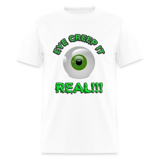 Creep It Real, Eye Creep It Real, Halloween, Scary, skull, haunted, horror, spook, howl, scream, party, October, dead, coffin, creepy, Women's Cropped T-Shirt - white