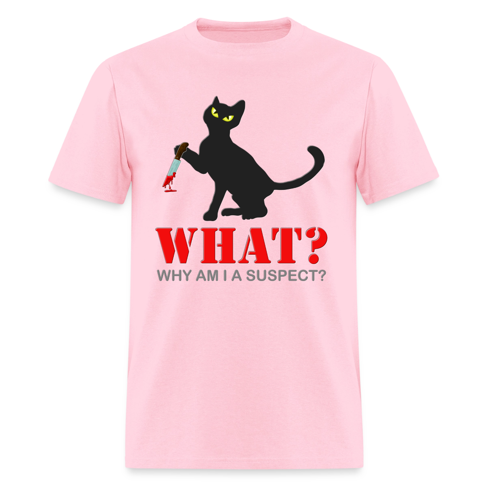 Halloween Cat Shirt, Why Am I A Suspect Shirt, Murderous Cat With Knife T-Shirt, Murderous Cat Shirt, Mens Premium T-Shirt - pink