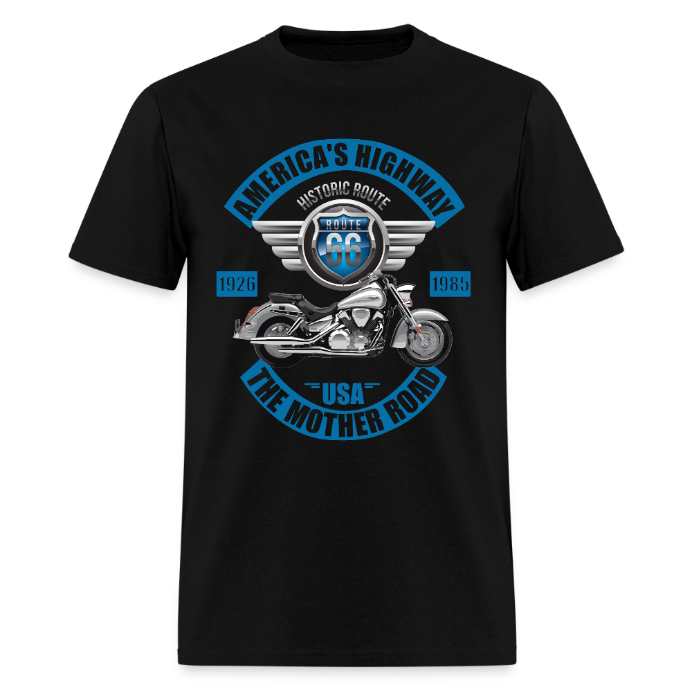 Americas Road, Route 66 Shirt, Fathers Day Gift, Mother Road, Route 66 T-Shirt, Road Trip Shirt, Route 66 Usa Motorcycle Biker Souvenir Tee - black