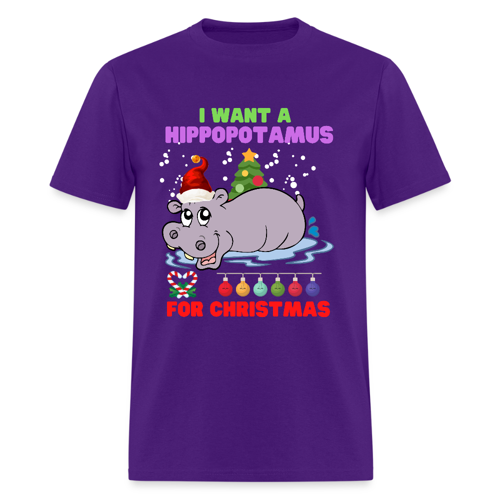 I Want A Hippopotamus For Christmas, Christmas Gifts, Hippo Christmas Shirt, Holiday Party, Funny Christmas Shirt, Family Christmas Shirts, Funny Holiday - purple
