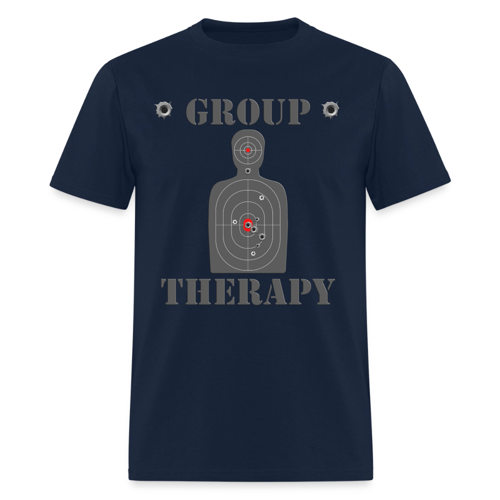 Group Therapy Shirt, Rifle Shirt, Gun Lover Shirt, Bullet Hole Shirt,  Gun Lover Gift,  Bullet Gun Shirt, Funny Bullet Gun, Gun Lover, Veteran Gift, Pew T-shirt. - navy