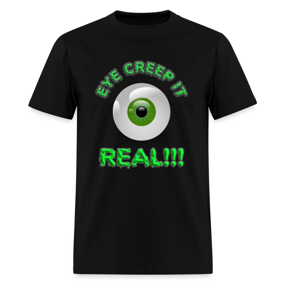 Creep It Real, Eye Creep It Real, Halloween, Scary, skull, haunted, horror, spook, howl, scream, party, October, dead, coffin, creepy, Women's Cropped T-Shirt - black