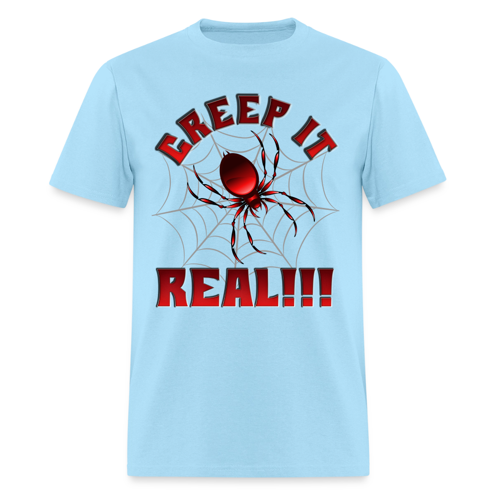 Creep It Real, Spider Shirt, Halloween Shirt Men, Black Spooky Shirt, Funny Halloween, Halloween, Web, Spiderweb Shirt, Men's Premium T-Shirt - powder blue