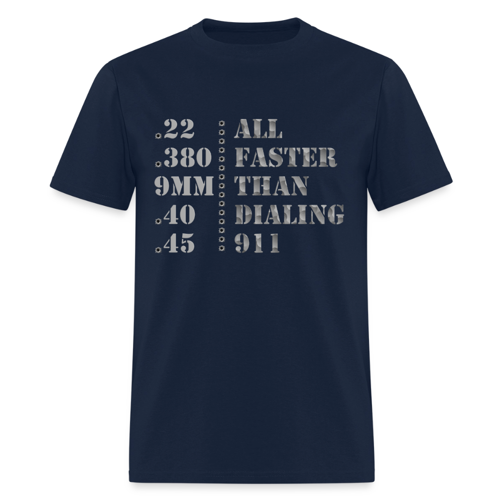 22 380 9mm 40 45 Gun Shirt, All Faster Than Dialing 911, Gun Lover Shirt, Long Range Shooting Shirt, Rifle Shirt, Bullet Hole Shirt,  Gun Lover Gift,  Bullet Gun Shirt, Funny Bullet Gun, Gun Lover, - navy