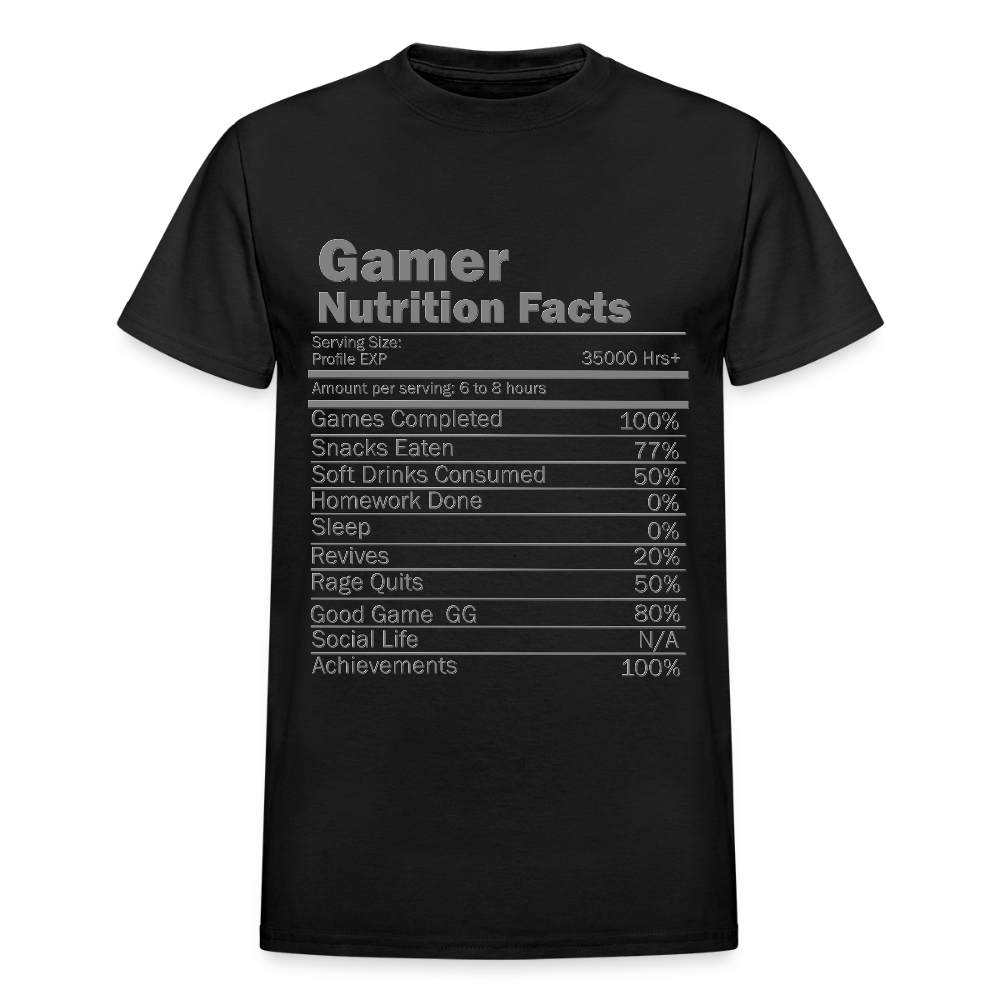 Gamer Nutrition Facts Video Game Shirt, Birthday Gift, Valentine Gift Gift For Gamer, Gamer Gift, Valentine's Day Gift, Gift For Him - black