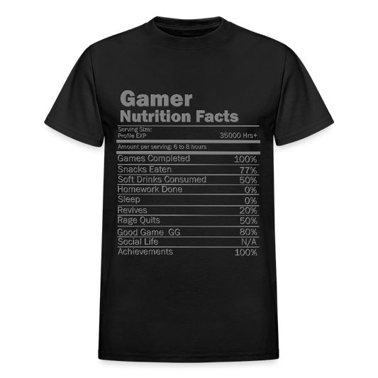 Gamer Nutrition Facts Video Game Shirt, Birthday Gift, Valentine Gift Gift For Gamer, Gamer Gift, Valentine's Day Gift, Gift For Him - black