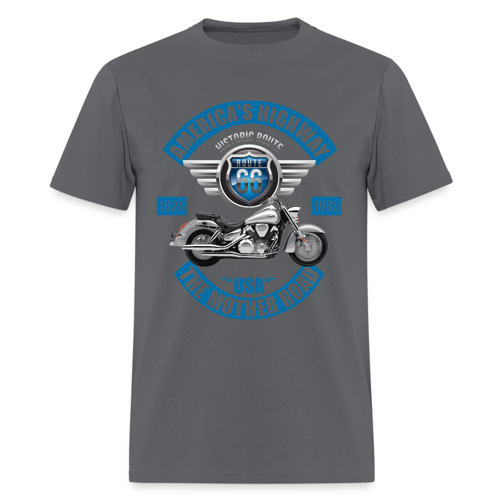 Americas Road, Route 66 Shirt, Fathers Day Gift, Mother Road, Route 66 T-Shirt, Road Trip Shirt, Route 66 Usa Motorcycle Biker Souvenir Tee - charcoal