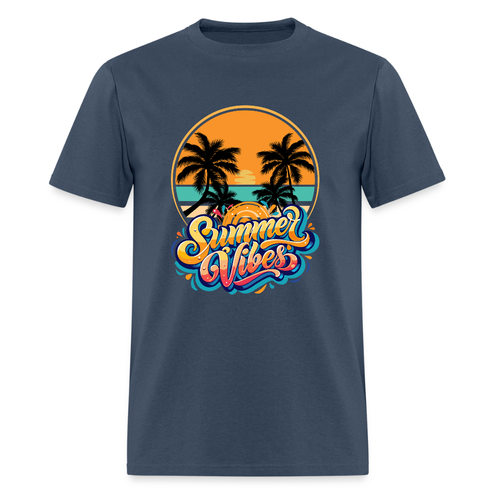Summer Vibes Shirt, Vacation Holiday T-Shirt, Sunshine Shirt, Palm Tree T-Shirt, Beach Shirt, Vacation Holiday Shirt, Birthday Gift idea, Father Day Gift, Mothers Day Gift, Gift For Him, Gift For Her, Vacation Gift Idea -  blue dusk