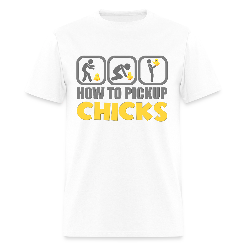 How To Pick Up Chicks Shirt, Fathers Day Gift Idea, Dad Shirt, Teenager Shirt, Pickup Line, Cheesy Pick-Up Lines Chicken, Chicks - white