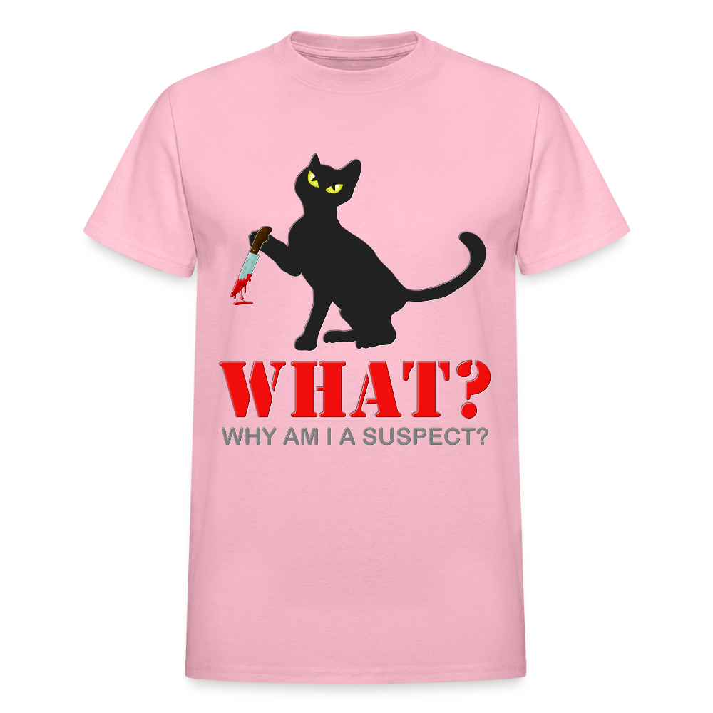 Halloween Cat Shirt, Why Am I A Suspect Shirt, Murderous Cat With Knife T-Shirt, Murderous Cat Shirt, Mens Premium T-Shirt - light pink