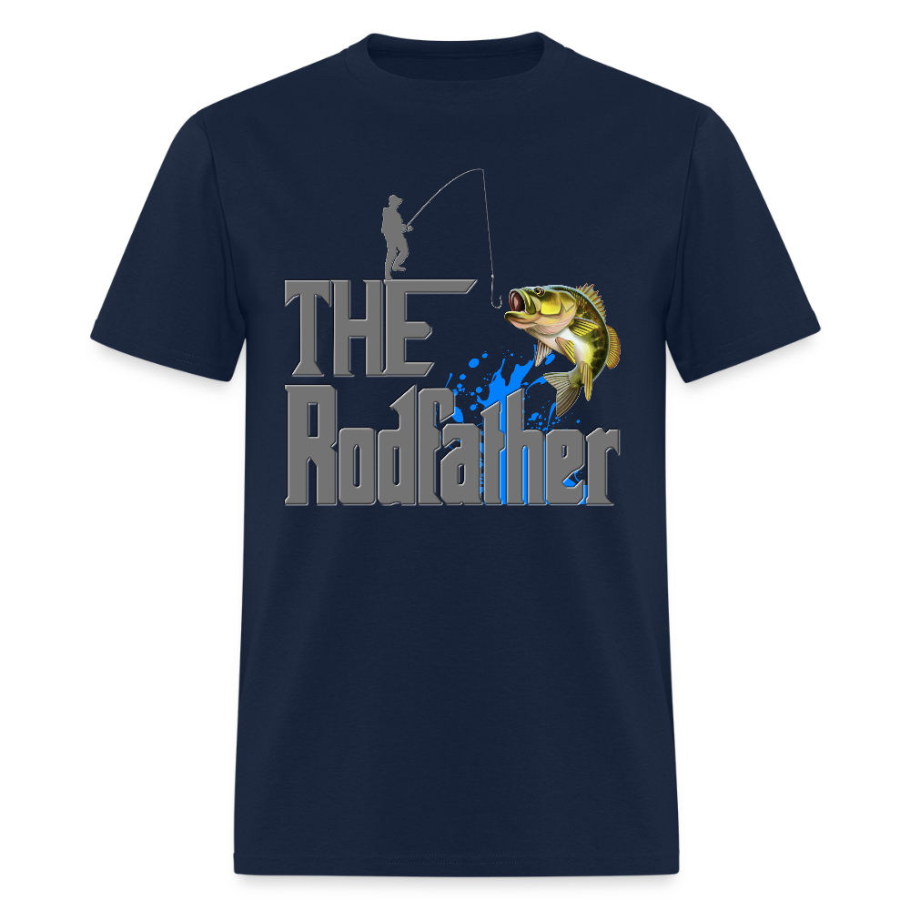 The Rodfather T-Shirt, Funny Fishing, Fishing Rod Shirt, Lake Lover Shirt, Fishing Gift For Men, Dad Fishing Shirt, Father Day Shirt - navy