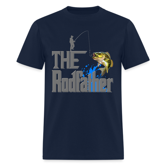The Rodfather T-Shirt, Funny Fishing, Fishing Rod Shirt, Lake Lover Shirt, Fishing Gift For Men, Dad Fishing Shirt, Father Day Shirt - navy