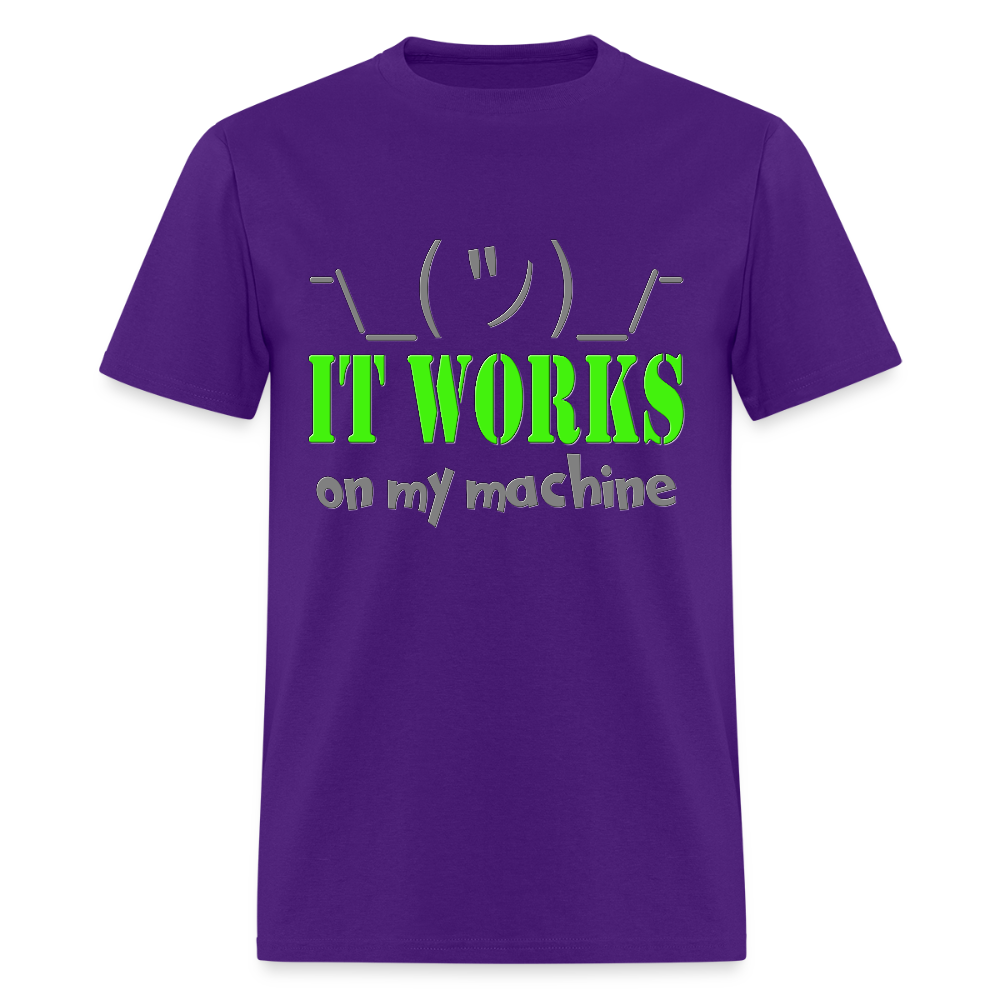 It works on my Machine Shirt, Funny Coding Shirt, Programming Gift Shirt, For Him Her Tee Shirt T-Shirt - purple