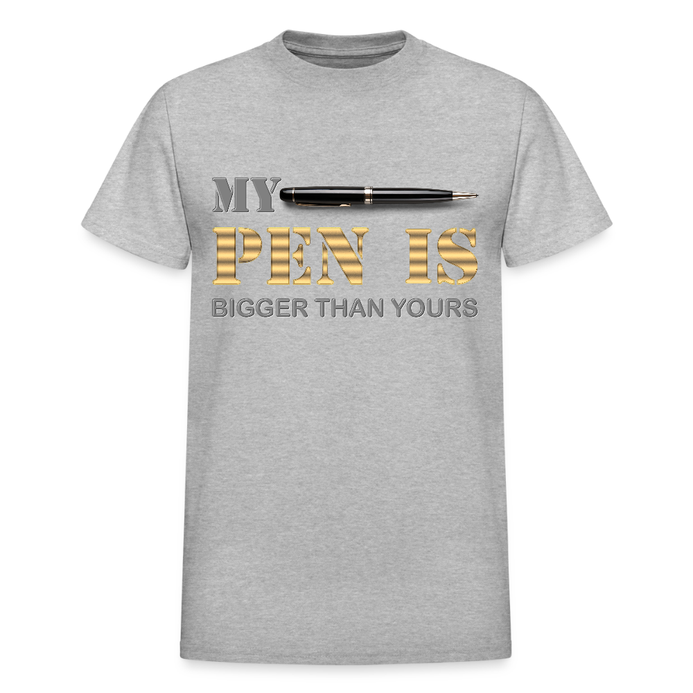 My Pen Is Bigger Than Yours Shirt, Funny Penis Shirt, Sex Saying Quote Gift Idea Tee T-Shirt, Valentines Day Gift For Him, Adult Humor, The Shocker Symbol - heather gray