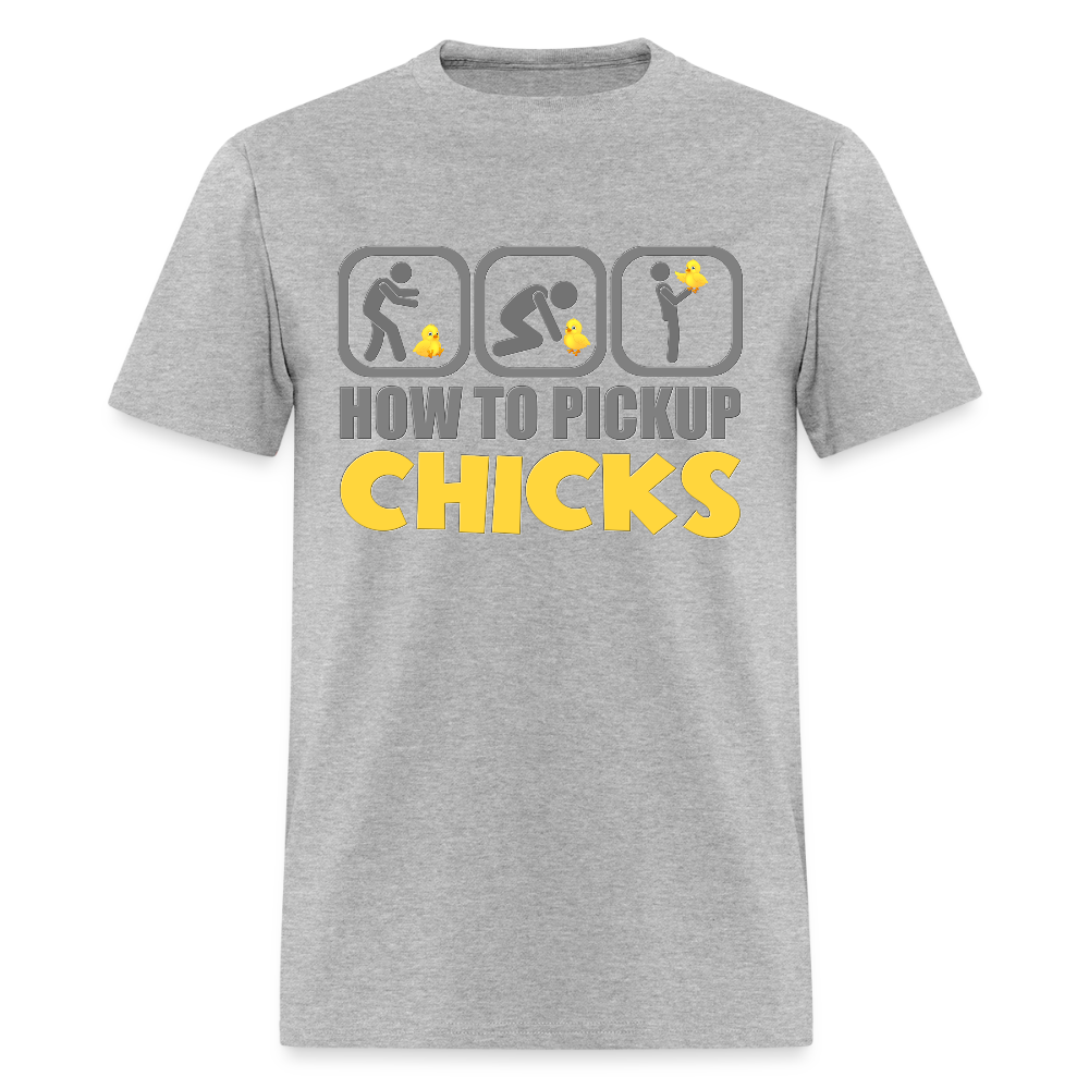 How To Pick Up Chicks Shirt, Fathers Day Gift Idea, Dad Shirt, Teenager Shirt, Pickup Line, Cheesy Pick-Up Lines Chicken, Chicks - heather gray