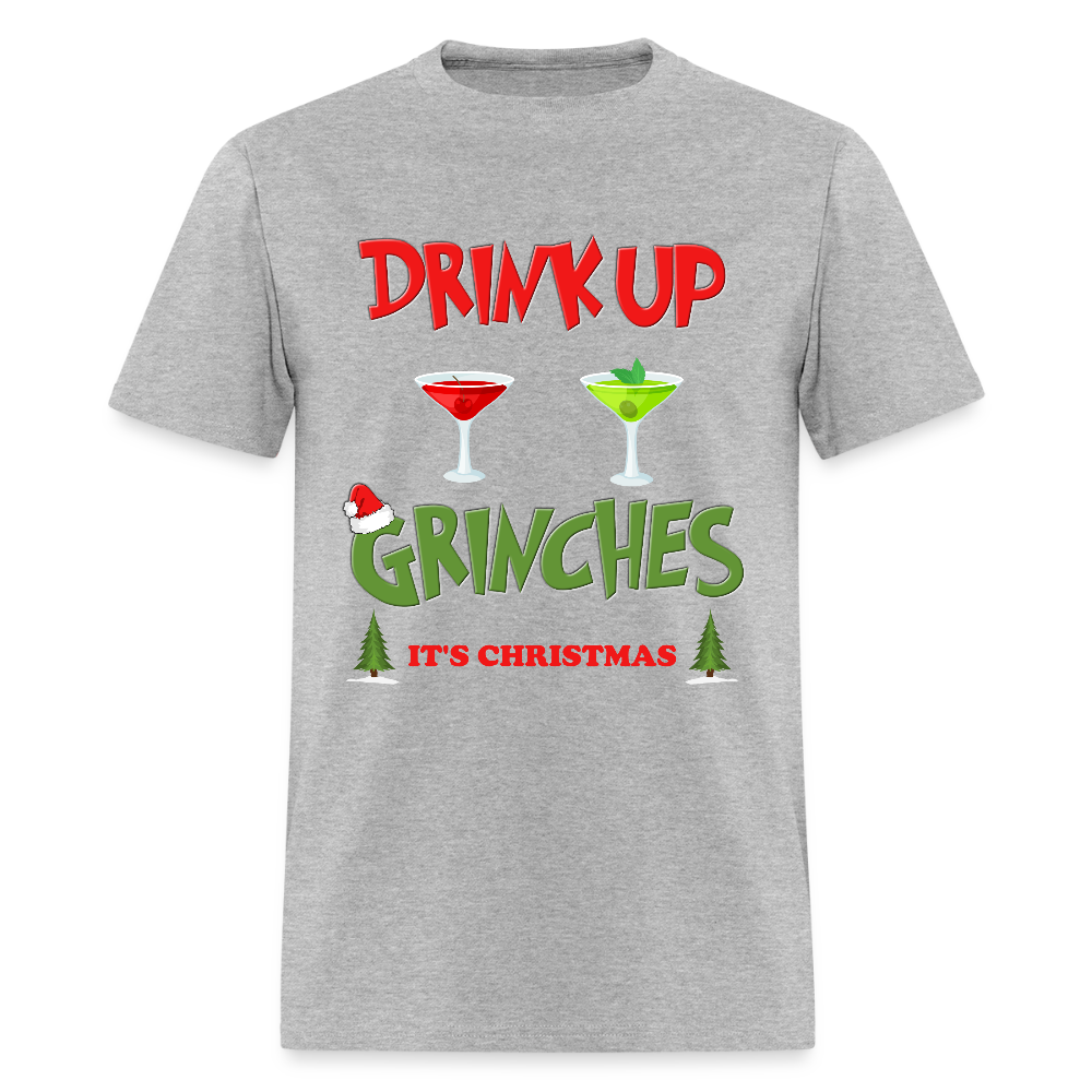 Drink Up Grinches Shirt, Christmas Gifts, Holiday Party, Funny Christmas Shirt, Family Christmas Shirts, Funny Holiday, What Up Grinches Tee, It's Christmas Shirt - heather gray