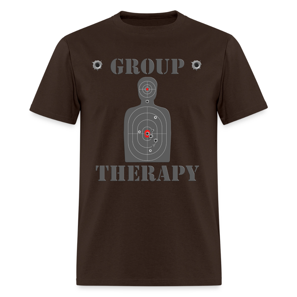 Group Therapy Shirt, Rifle Shirt, Gun Lover Shirt, Bullet Hole Shirt,  Gun Lover Gift,  Bullet Gun Shirt, Funny Bullet Gun, Gun Lover, Veteran Gift, Pew T-shirt. - brown